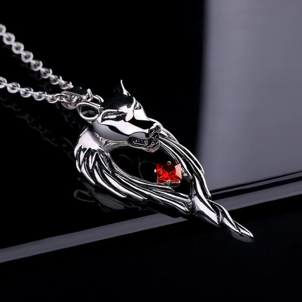 ❤️Retro domineering crystal wolf head pendant necklace for women/men, N90201P159